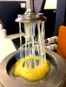 Melted cheese strings