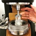Melted cheese on rheometer
