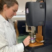 Dr Philippa Cranwell using one of our four high performance rheometers